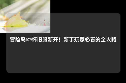 冒险岛079怀旧服新开!新手玩家必看的全攻略